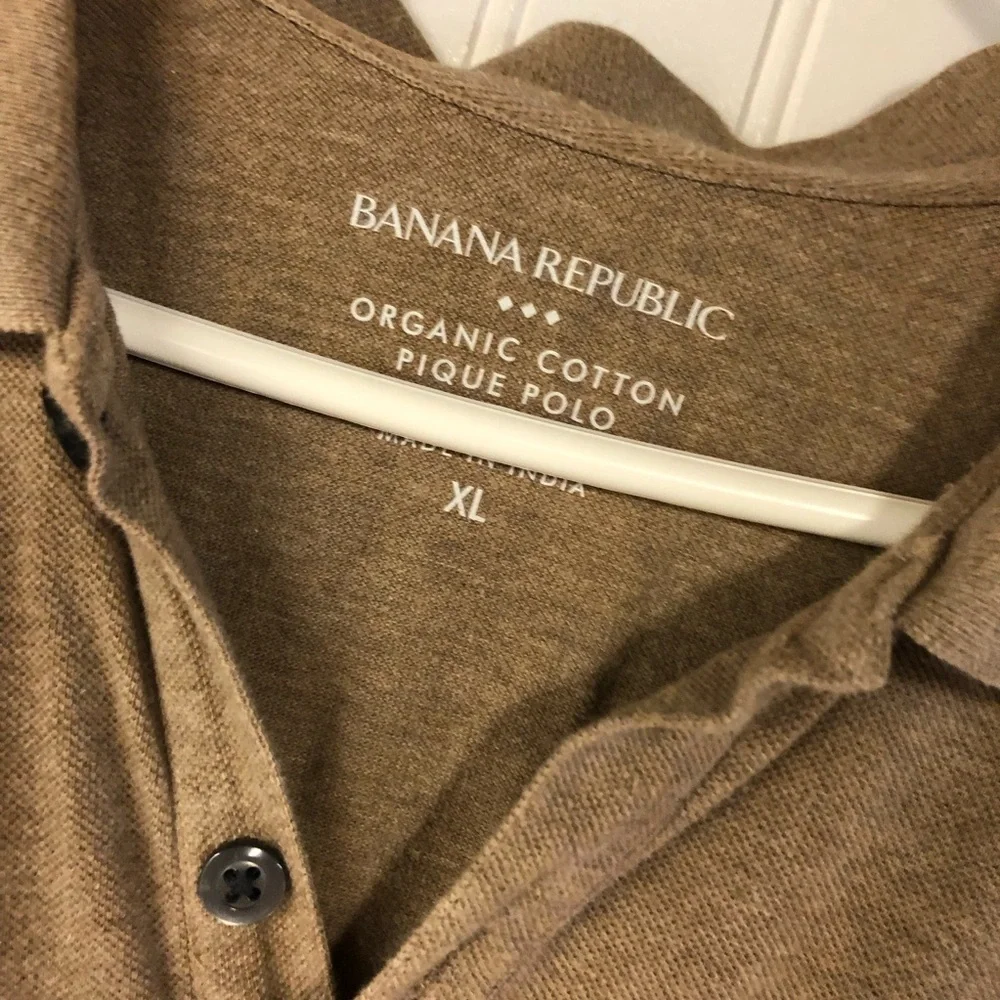 Banana Republic Men's Tan Polo Short Sleeve Shirt Organic Cotton XL